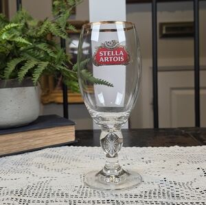 Stella Artois Chalice Beer Glass 8" 40cL Gold Rimmed Ritzenhoff Belgium Barware